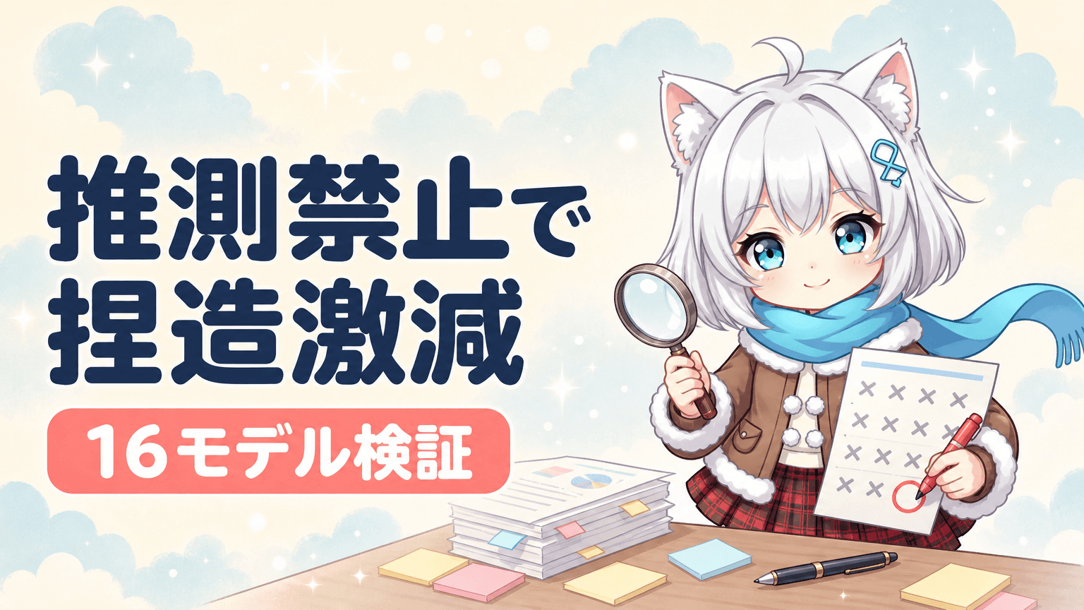 「推測しないで」でAIの捏造71%→20%|16モデル検証