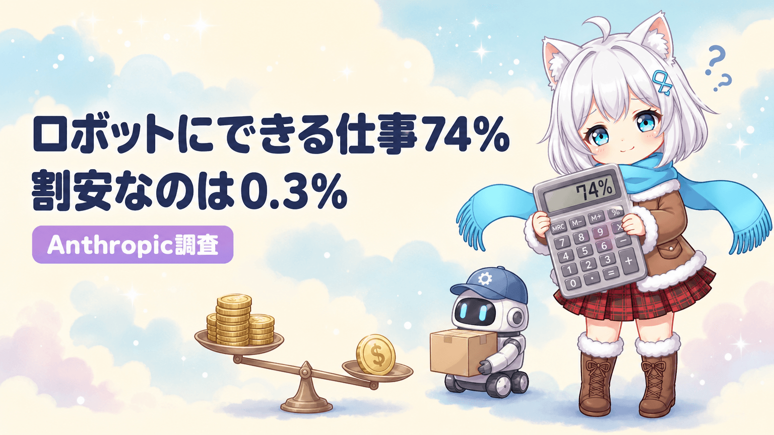 ロボット代替は74%可能、割安は0.3%|Anthropic