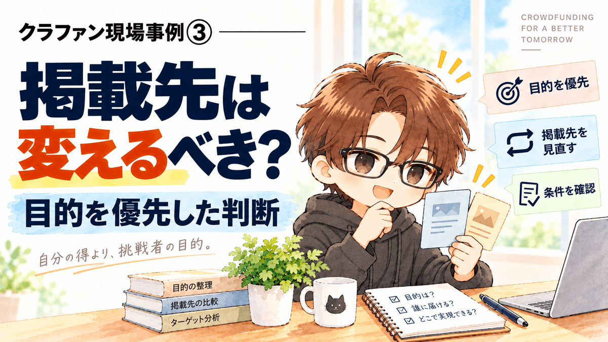 クラファン現場事例③|掲載先を変えてでも、僕が挑戦の目的を優先した理由