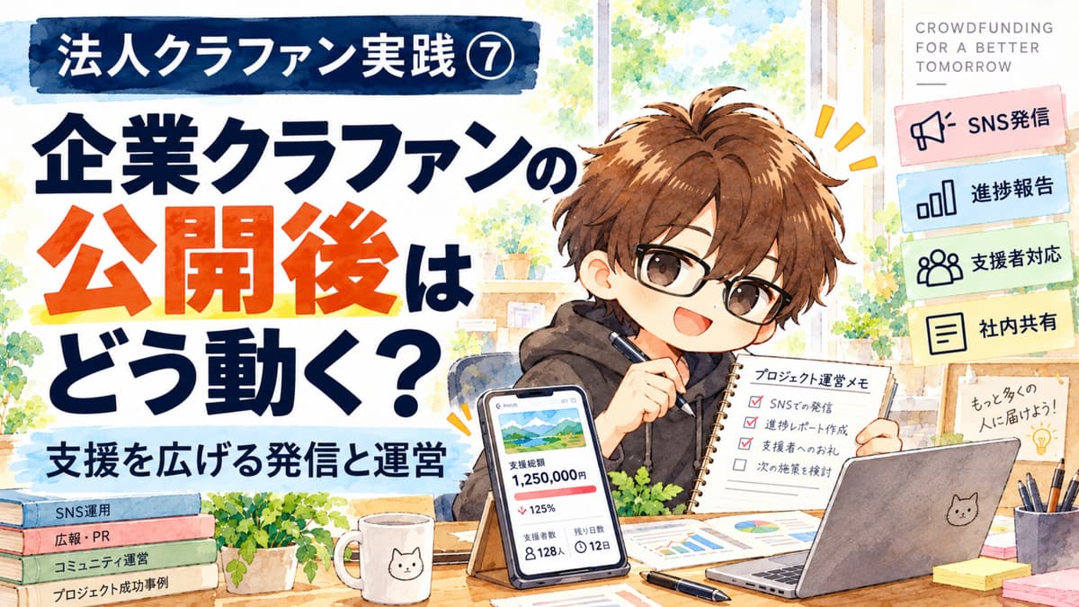 法人クラファン実践⑦|企業クラファンの公開初日は何をする?スタートダッシュの考え方