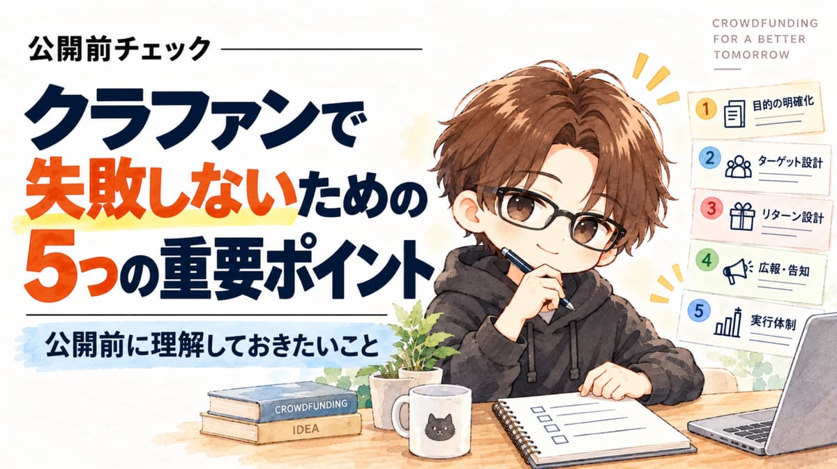 クラファンで失敗しないための5つの重要ポイント|公開前に僕が確認すること