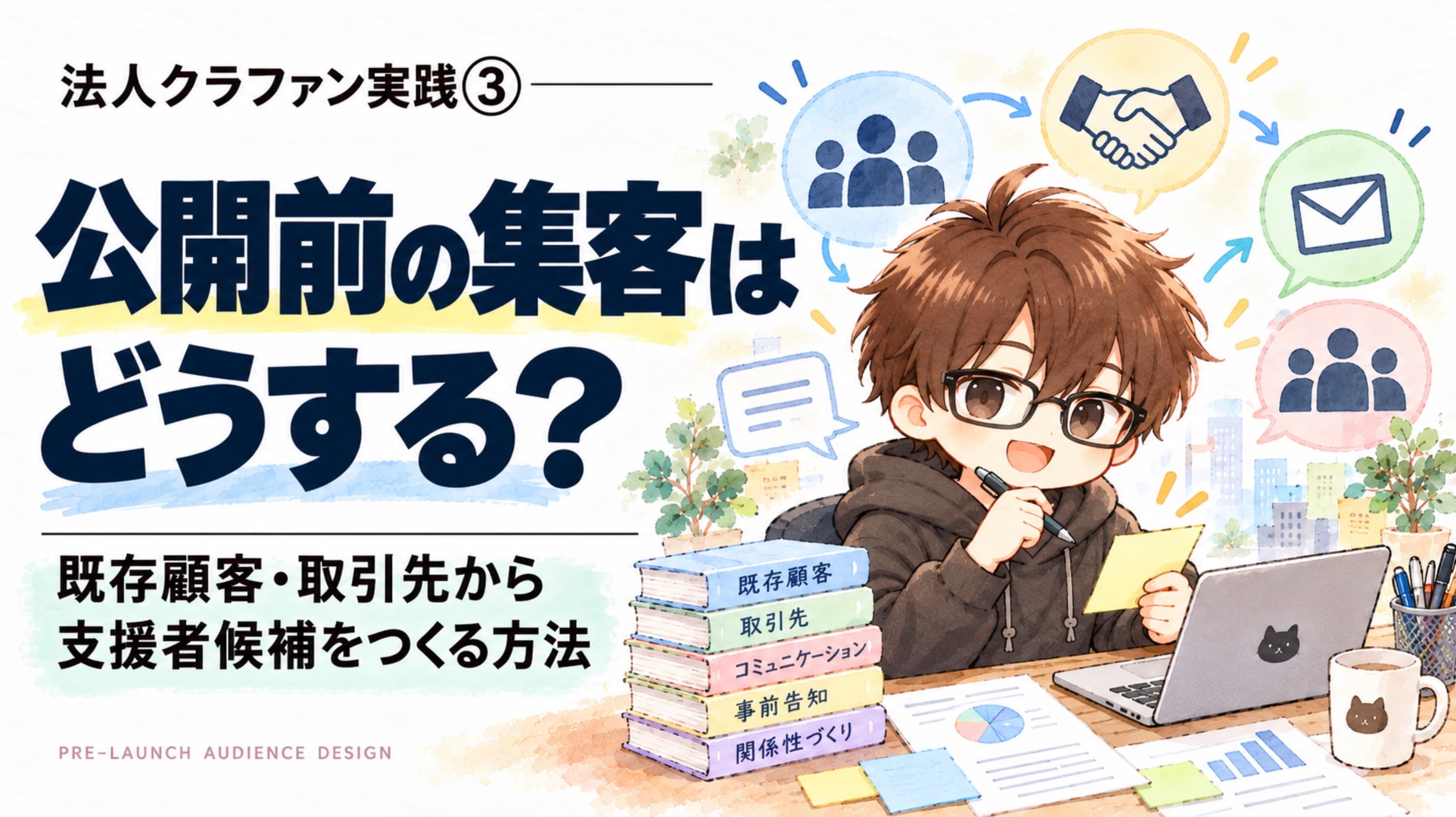 法人クラファン実践③|公開前の集客はどうする?既存顧客・取引先から支援者候補をつくる方法