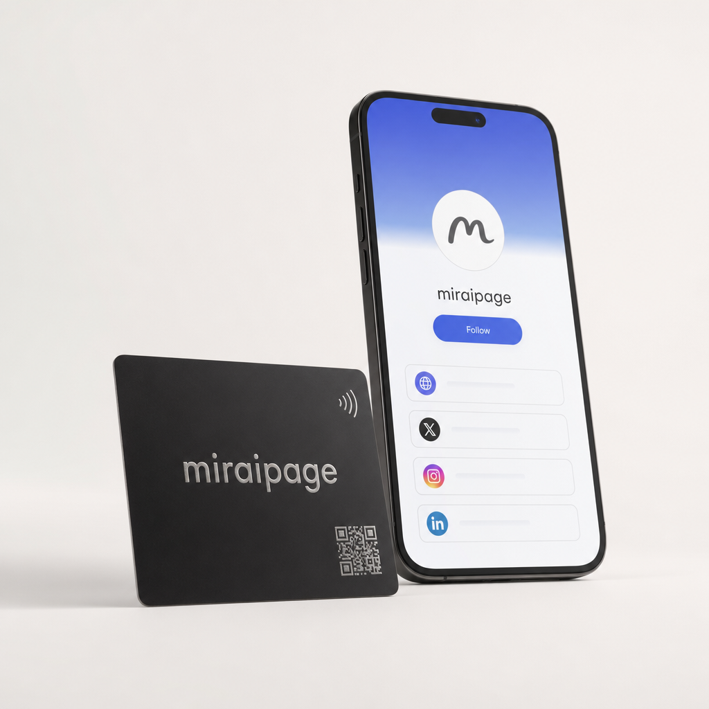 miraipage 電子名刺 — かざすとスマホにプロフィールが表示される